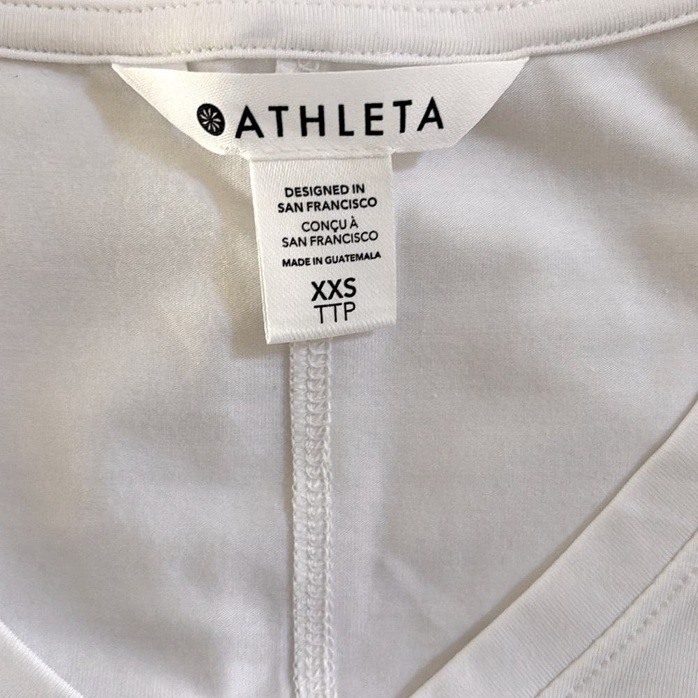 Athleta Essential V-Neck Tee. Bright White. XXS. NWT. - Picture 6 of 8